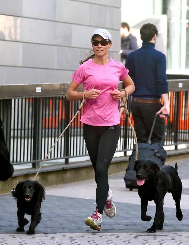 Pippa Middleton running with dogs